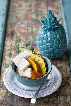 Tropical fruit and ice cream